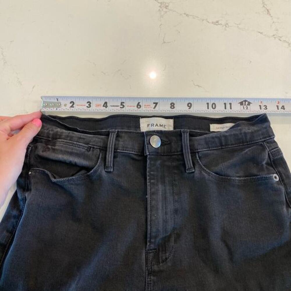 FRAME Le High‎ Straight Leg Cropped Denim Jeans in Maverick Rips Size 28 - Picture 12 of 12